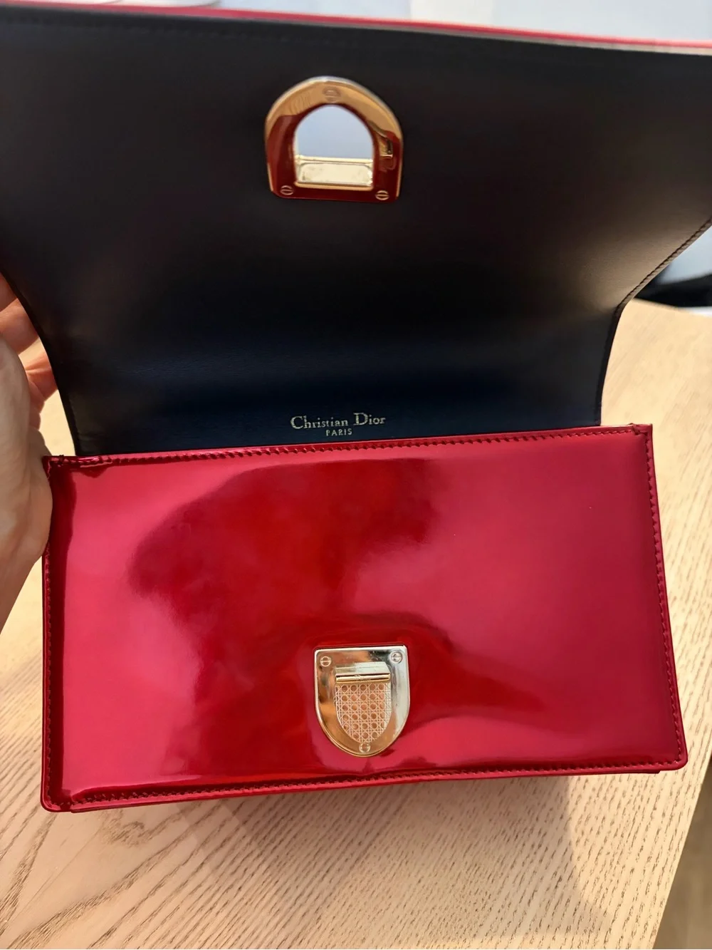 Dior Diorama Red Shoulder Bag with Champagne Gold Hardware